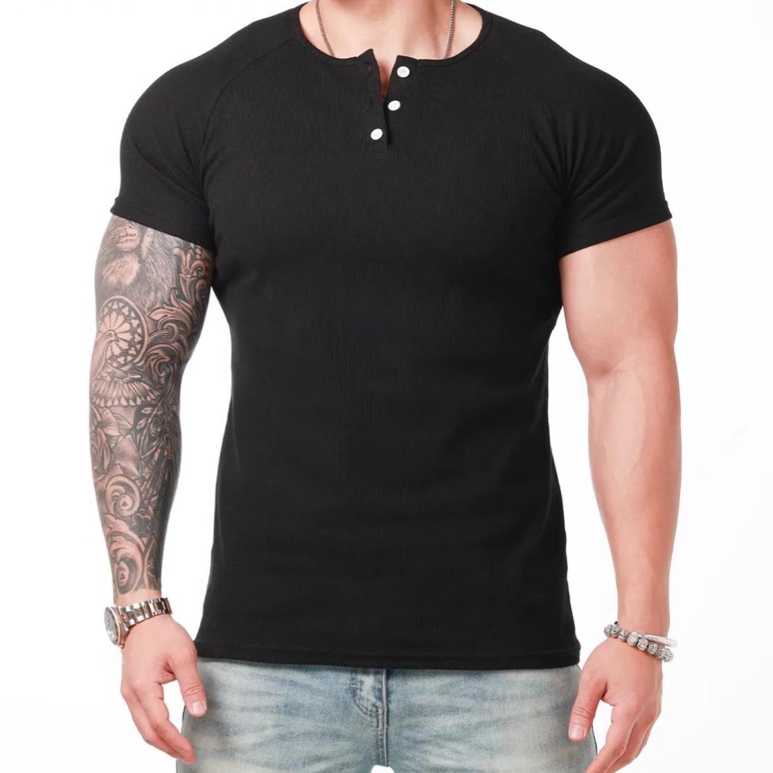 Men s Short Sleeve Henley T-Shirt - Tight Round Neck, Quick Dry, Solid Color Fit M (Weight: 80-100 Jin) чёрный
Men s Short Sleeve Henley T-Shirt - Tight Round Neck, Quick Dry, Solid Color Fit M (Weight: 80-100 Jin) чёрный