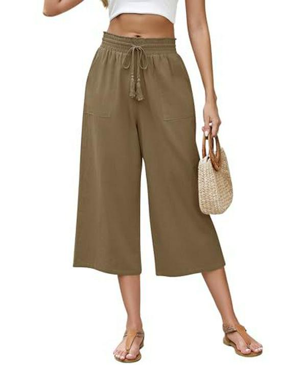 TK Women s Linen Wide-Leg Seven-Point Casual Beach Pants with Pockets S
TK Women s Linen Wide-Leg Seven-Point Casual Beach Pants with Pockets S