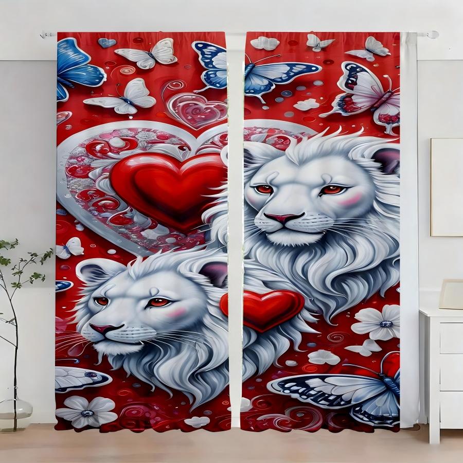 Heart Lion Floral Curtain Privacy Drapes Polyester Valentines Day Window Decor Home Curtains Set Of 2 Made With Rod Pocket W100*H70(CM)-Grommet top&1PCS
Heart Lion Floral Curtain Privacy Drapes Polyester Valentines Day Window Decor Home Curtains Set Of 2 Made With Rod Pocket W100*H70(CM)-Grommet top&1PCS