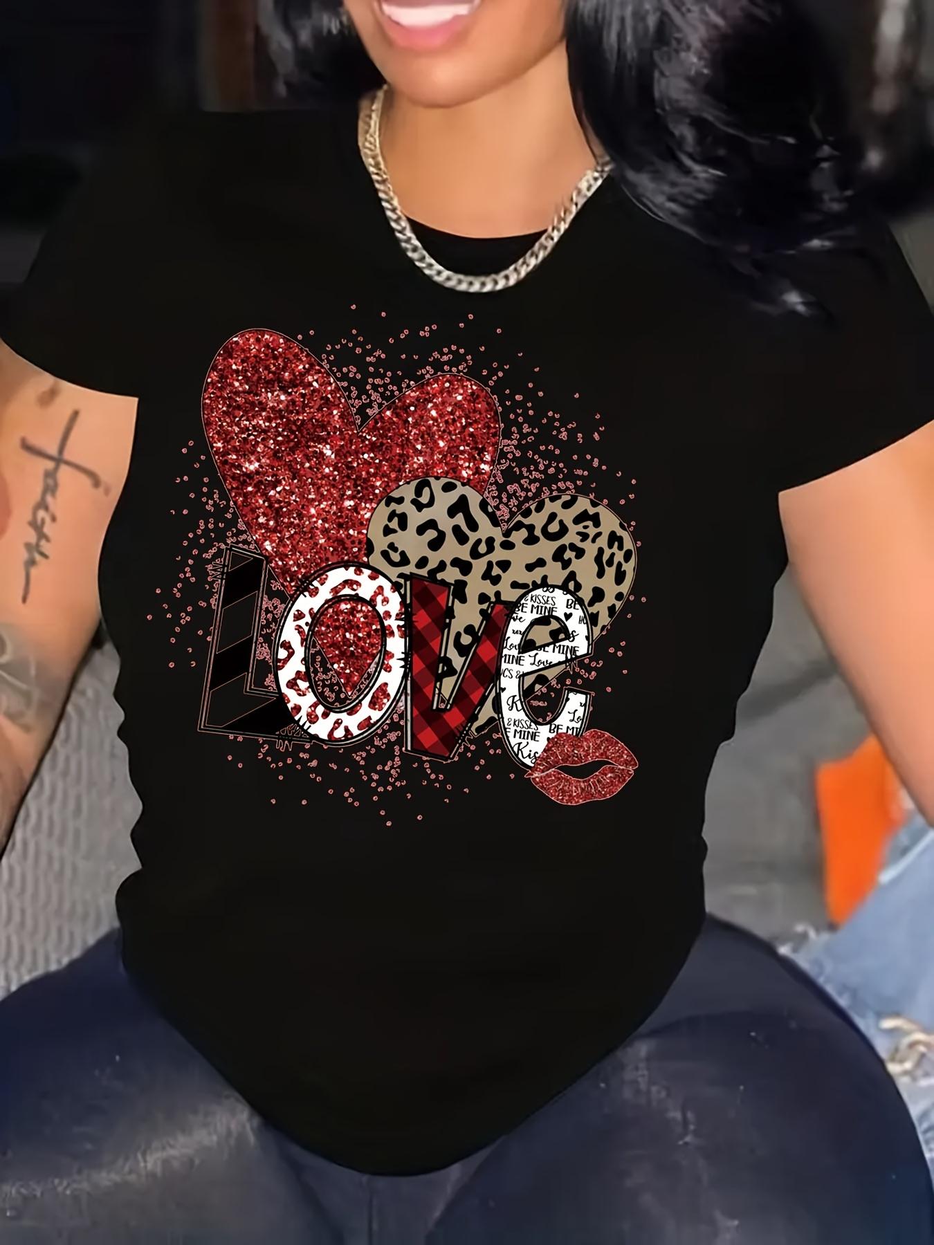 European size Plus Size Women s Graphic Print T-Shirt - Vibrant Pink LOVE Design with Glitter, Leopard Plaid Hearts - Short Sleeve Crew Neck Casual 4XL чорний
European size Plus Size Women s Graphic Print T-Shirt - Vibrant Pink LOVE Design with Glitter, Leopard Plaid Hearts - Short Sleeve Crew Neck Casual 4XL чорний