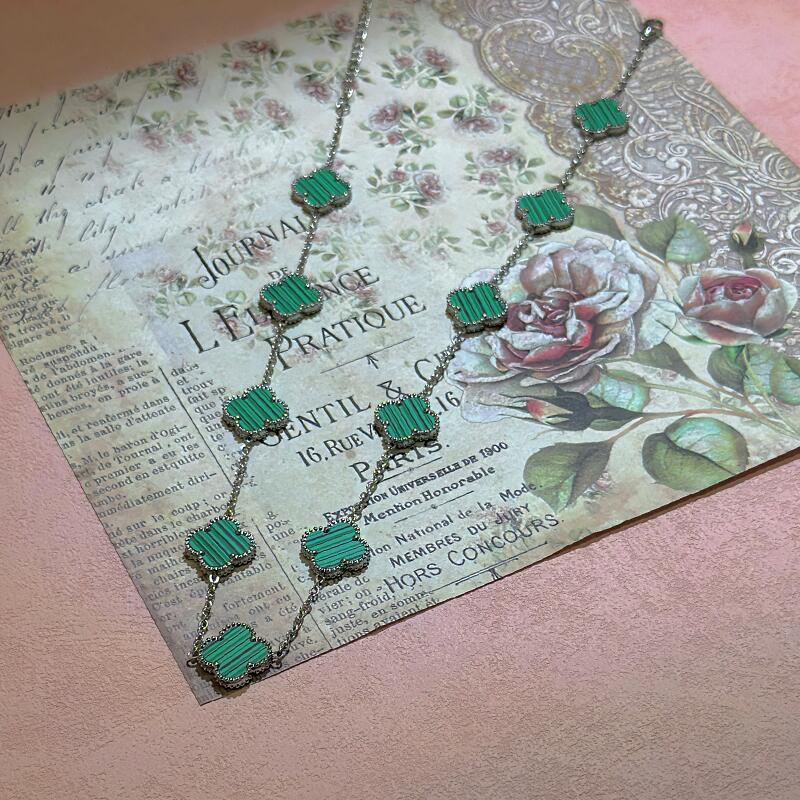 Ожерелье 15 мм Высокая версия Десять цветков Четырехлистный клевер 18к Двусторонний перламутр Четырехлистный клевер Цепочка для свитера 18K【13MM】