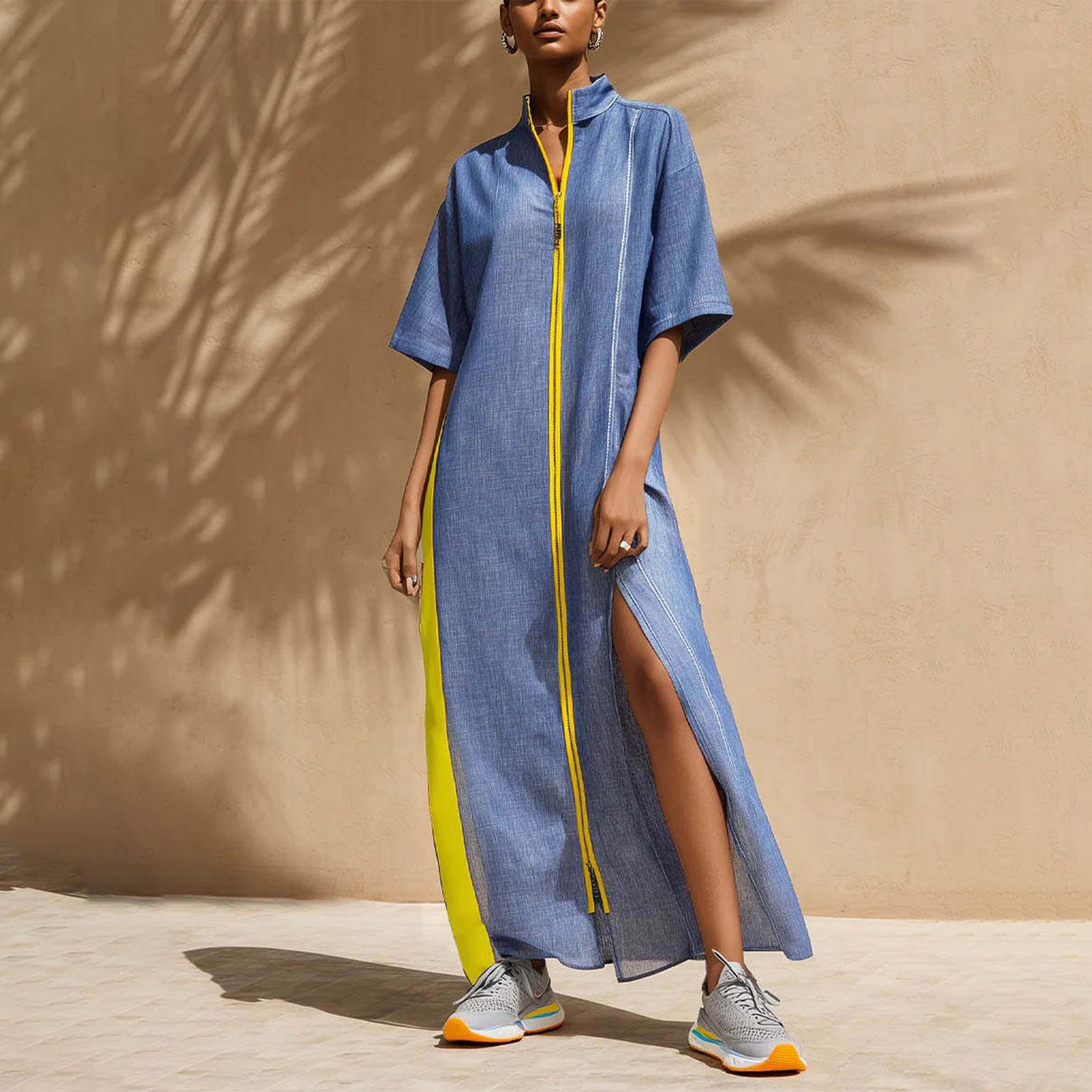 Summer Dresses for Women Uk Ladies Summer Dresses Uk Womens Summer Dresses Uk Casual Zip Front Short Sleeve Maxi Dress with Side Slit Design XL світло-синій колір
Summer Dresses for Women Uk Ladies Summer Dresses Uk Womens Summer Dresses Uk Casual Zip Front Short Sleeve Maxi Dress with Side Slit Design XL світло-синій колір