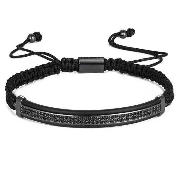 Nidin Fashion CZ 2 Colors Braiding Handmade Bead Bracelet Zirconia Paved Bend Bar Charm Macrame Rope Jewelry Gift For Men Women чорний
Nidin Fashion CZ 2 Colors Braiding Handmade Bead Bracelet Zirconia Paved Bend Bar Charm Macrame Rope Jewelry Gift For Men Women чорний