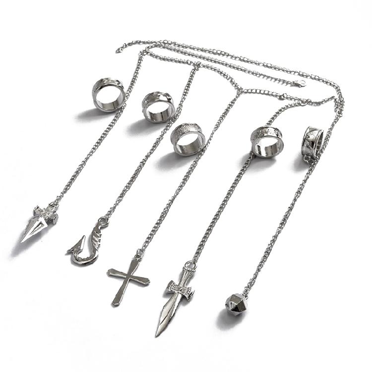 Romantic Five Finger Knuckle Rings Kurapika Chain Bracelet Jewelry Gift for Teen срібний
Romantic Five Finger Knuckle Rings Kurapika Chain Bracelet Jewelry Gift for Teen срібний