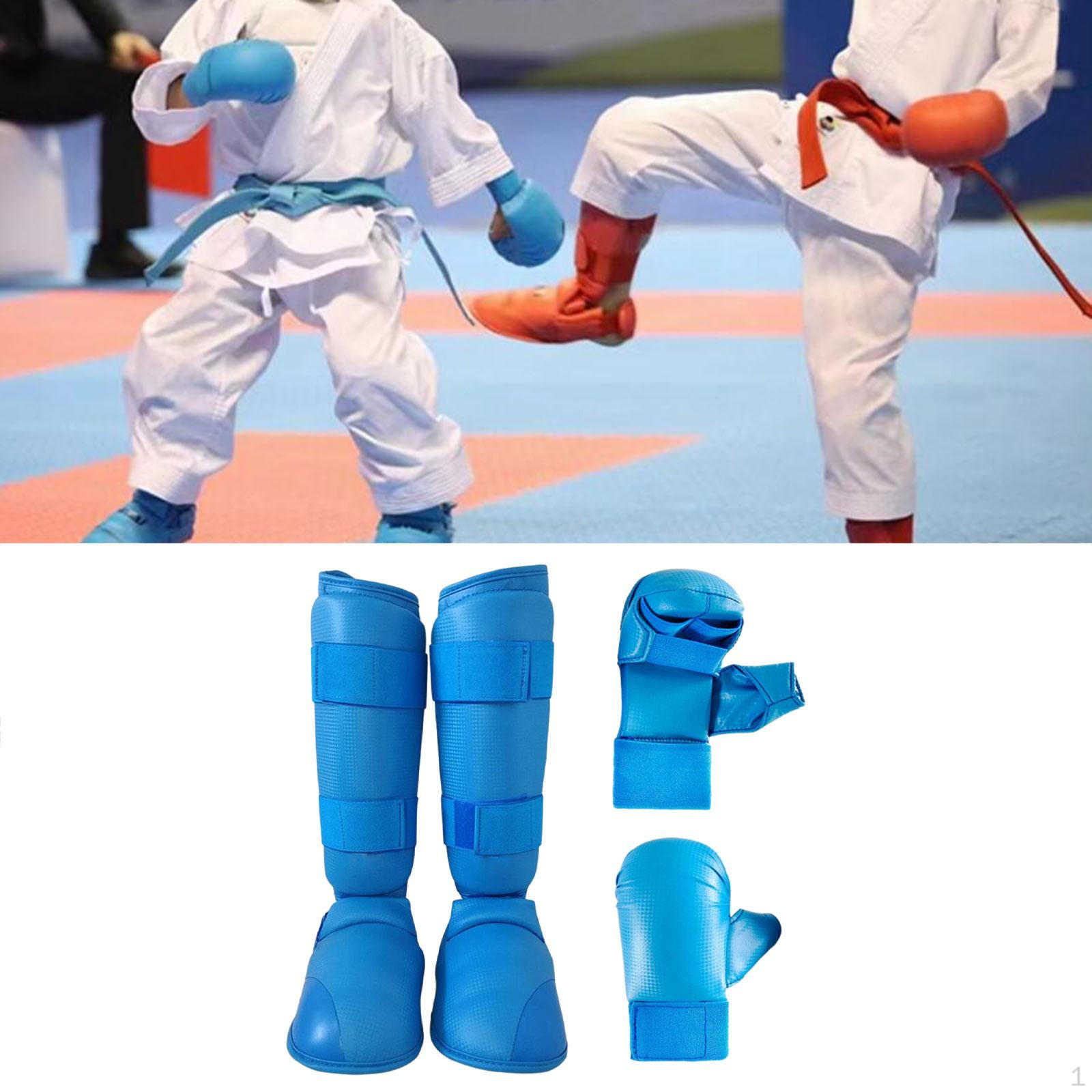 Комплект снаряжения для спарринга каратэ, боксерские перчатки, щитки для голени, снаряжение для XS синий
Комплект снаряжения для спарринга каратэ, боксерские перчатки, щитки для голени, снаряжение для XS синий
