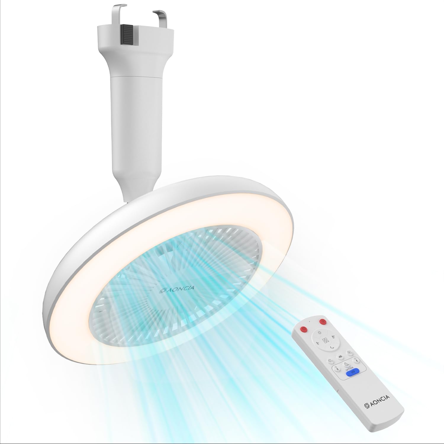 AONCIA Mini LED Ceiling Fan with Hook-and-Loop Design, Motion Sensor, UV Protection, Negative Ion Function, Air Circulator, and Advanced 2.4G Remote
AONCIA Mini LED Ceiling Fan with Hook-and-Loop Design, Motion Sensor, UV Protection, Negative Ion Function, Air Circulator, and Advanced 2.4G Remote