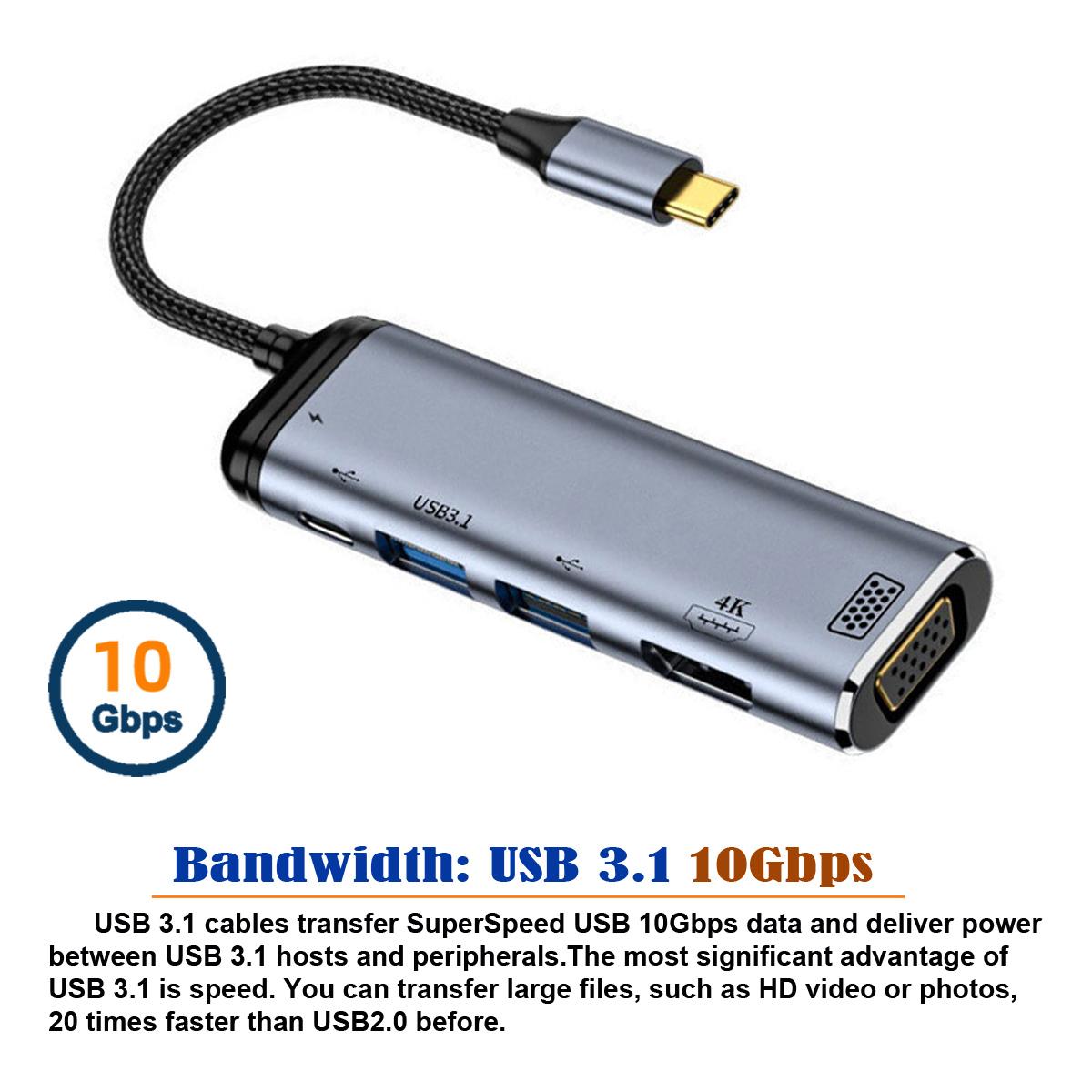 UC-027-Y002 USB-C Type C to HD VGA Dual USB 3.0 HUB Converter HDTV Adapter 4K 60Hz 1080P with Female PD Power Port As Shown A
UC-027-Y002 USB-C Type C to HD VGA Dual USB 3.0 HUB Converter HDTV Adapter 4K 60Hz 1080P with Female PD Power Port As Shown A