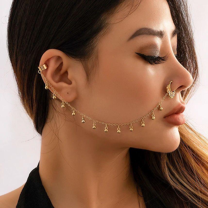 Ingemark Trendy Geometry Beads Pendant Nose Clip Ring With Earring Women No Piercing Metal Body Chain Jewelry Dancer Accessories
Ingemark Trendy Geometry Beads Pendant Nose Clip Ring With Earring Women No Piercing Metal Body Chain Jewelry Dancer Accessories