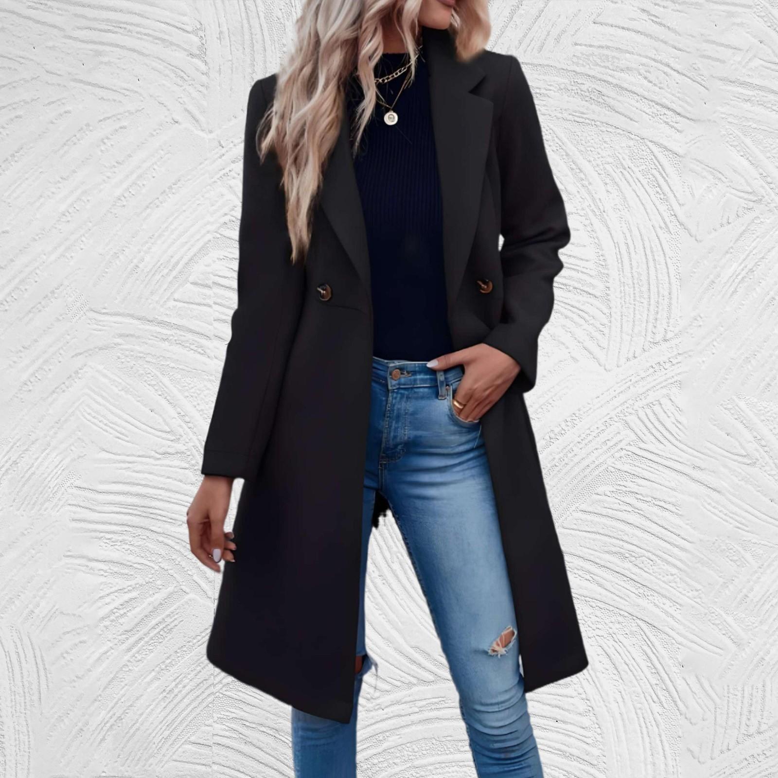 Женское длинное шерстяное женское пальто с завязками на талии и двойной пряжкой L чёрный
Женское длинное шерстяное женское пальто с завязками на талии и двойной пряжкой L чёрный