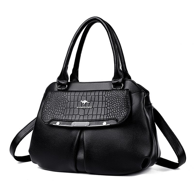 Сумка для женщин и мам 2024 года, новая городская, простая, переносная, через плечо, большая вместимость, женская чёрный