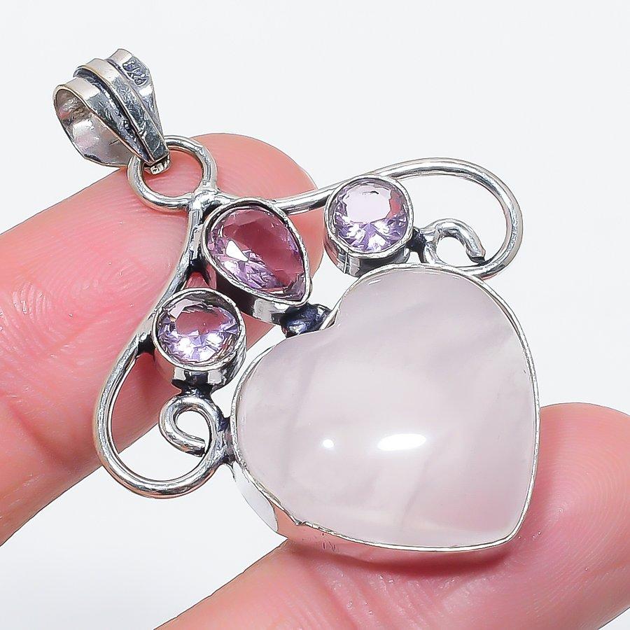 Natural Rose Quartz, Kunzite 925 Sterling Silver Jewelry Pendant 1.97 B9s62
Natural Rose Quartz, Kunzite 925 Sterling Silver Jewelry Pendant 1.97 B9s62