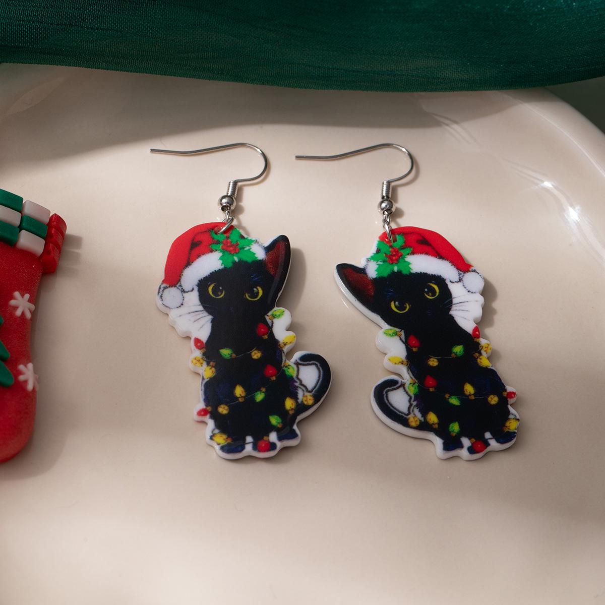 European & American Style Cute Kitten Christmas Earrings: Colorful Hat & Lights Acrylic Dangle Earrings
European & American Style Cute Kitten Christmas Earrings: Colorful Hat & Lights Acrylic Dangle Earrings