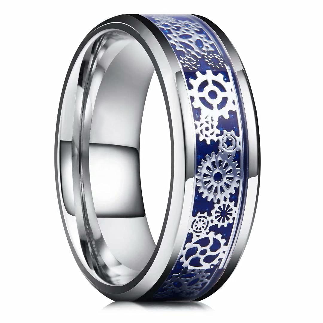 Vintage Silver Color Gear Wheel Stainless Steel Celtic Dragon Rings Steampunk Inlay Blue Carbon Fiber Men Rings Wedding Jewelry
Vintage Silver Color Gear Wheel Stainless Steel Celtic Dragon Rings Steampunk Inlay Blue Carbon Fiber Men Rings Wedding Jewelry