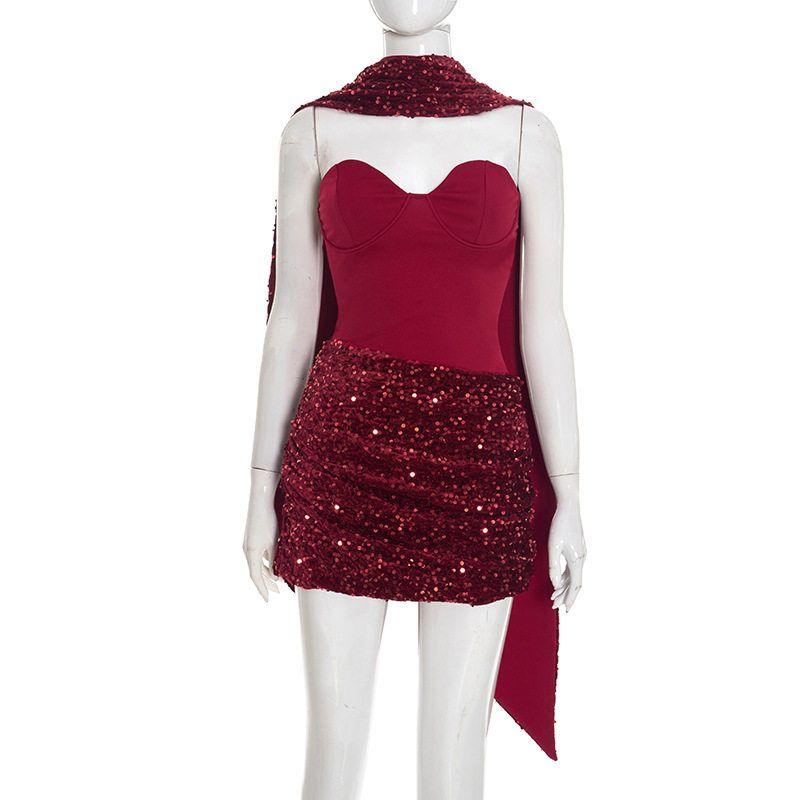J25Ds459 European and American Women s New Winter Casual Collarless Sleeveless Asymmetrical Draped Mini Slim-Fit Dress Wine Red S
J25Ds459 European and American Women s New Winter Casual Collarless Sleeveless Asymmetrical Draped Mini Slim-Fit Dress Wine Red S