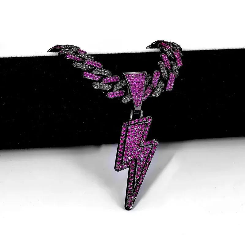 14mm Dark Purple Black Iced Out CZ Cuban Choker Necklace for Women Men Hip Hop Lightning Pendant Rock Hip Hop Jewelry short 14inch
14mm Dark Purple Black Iced Out CZ Cuban Choker Necklace for Women Men Hip Hop Lightning Pendant Rock Hip Hop Jewelry short 14inch