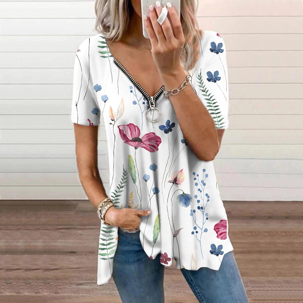 Женский топ, летний новый модный синий полый топ с цветочным принтом, повседневный топ на молнии с v-образным вырезом и короткими рукавами 8XL
Женский топ, летний новый модный синий полый топ с цветочным принтом, повседневный топ на молнии с v-образным вырезом и короткими рукавами 8XL