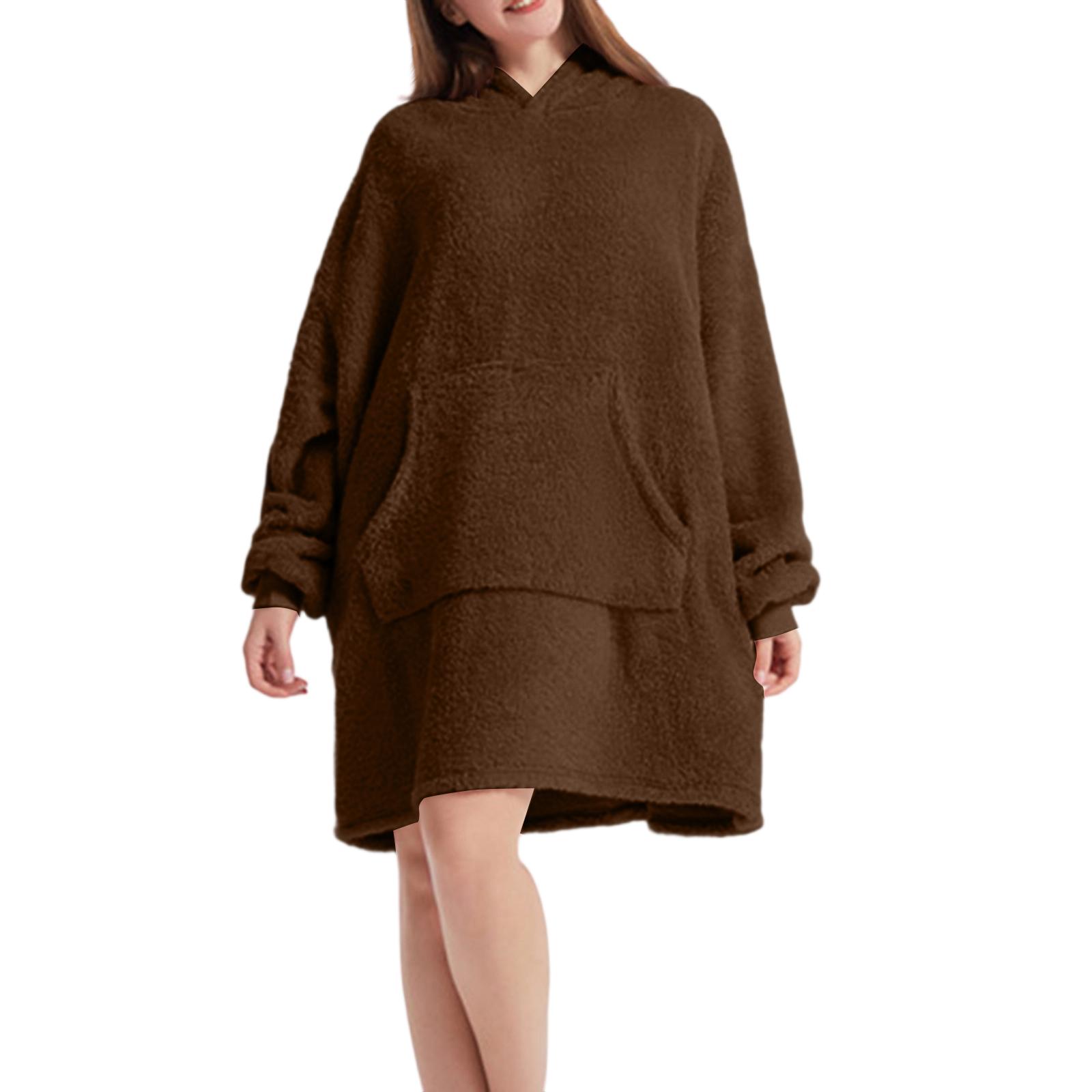 Женская свободная толстовка с капюшоном из двухстороннего флиса, утолщенная, для дома One Size
Женская свободная толстовка с капюшоном из двухстороннего флиса, утолщенная, для дома One Size