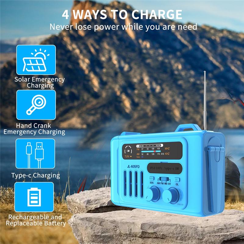 B03B-Multifunctional Solar Hand Crank Radio Portable AM/FM/NOAA Radio Bluetooth Speaker With LED Reading Lamp For Outdoor синій
B03B-Multifunctional Solar Hand Crank Radio Portable AM/FM/NOAA Radio Bluetooth Speaker With LED Reading Lamp For Outdoor синій