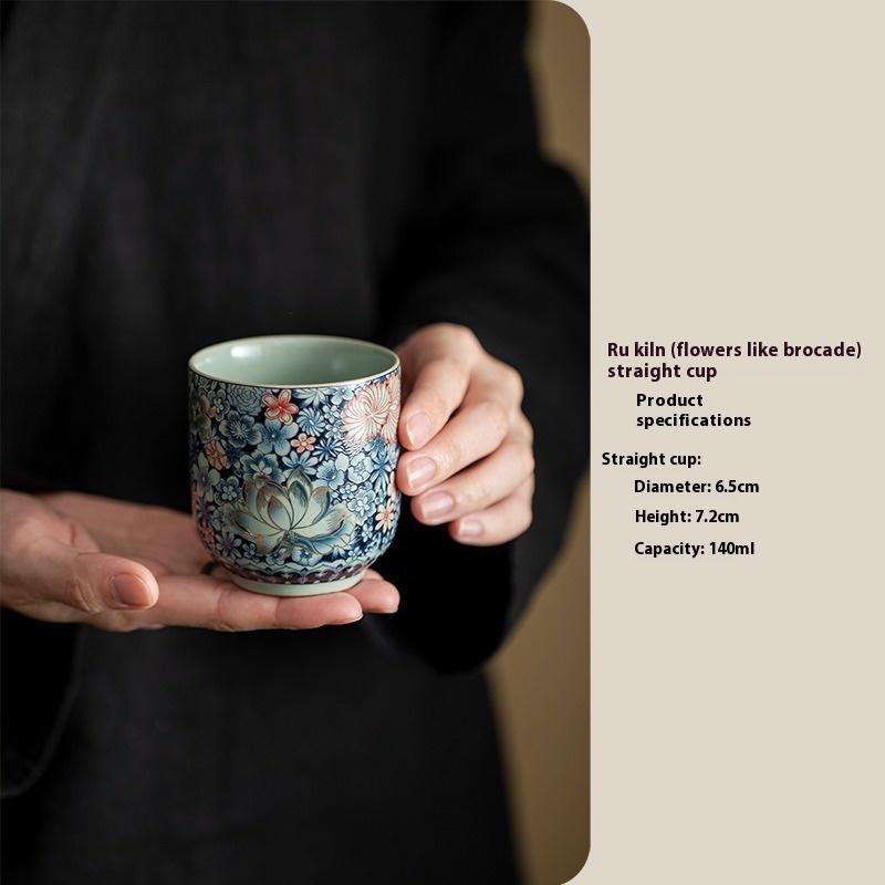 Chinese Retro Ru Kiln Blooming Flowers Like Brocade Straight Mouth Cup Master Cup High-end Ceramic Single Cup Teacup 200ml
Chinese Retro Ru Kiln Blooming Flowers Like Brocade Straight Mouth Cup Master Cup High-end Ceramic Single Cup Teacup 200ml