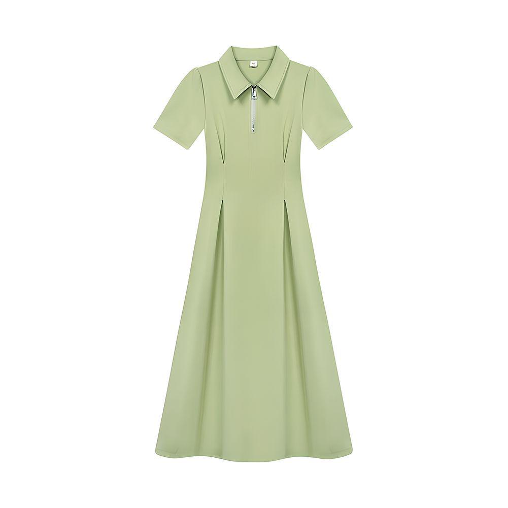 French Summer Zipper Polo Dress: Waist-Slimming, A-Line, Short Sleeves, Fairy Look M зелений
French Summer Zipper Polo Dress: Waist-Slimming, A-Line, Short Sleeves, Fairy Look M зелений