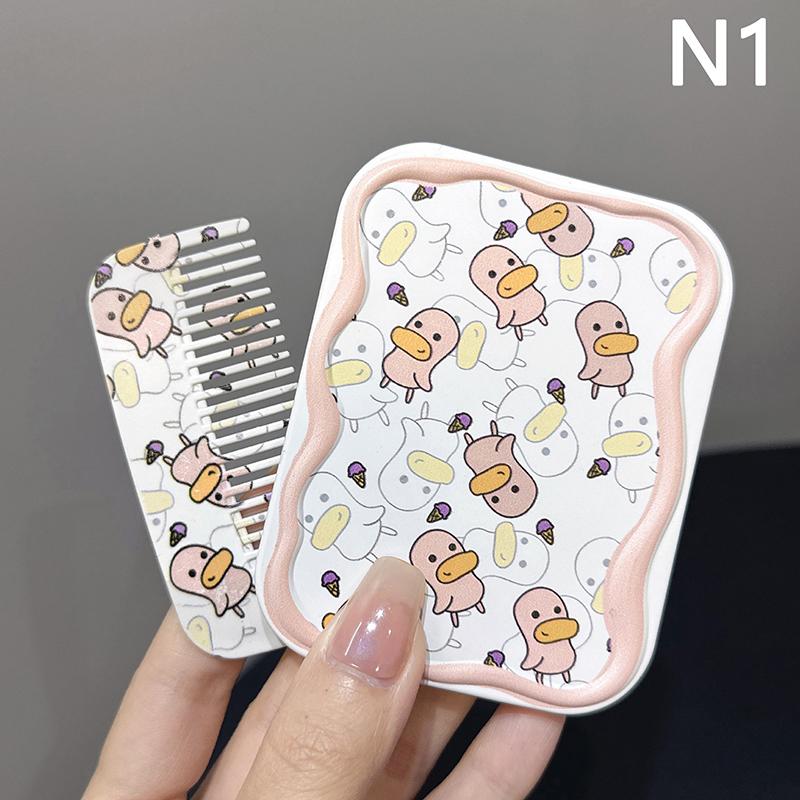Мультяшная маленькая уточка портативный зеркальный расческа набор складной творческий студент мультяшное зеркало и расческа для волос карманное зеркало для девочек N1