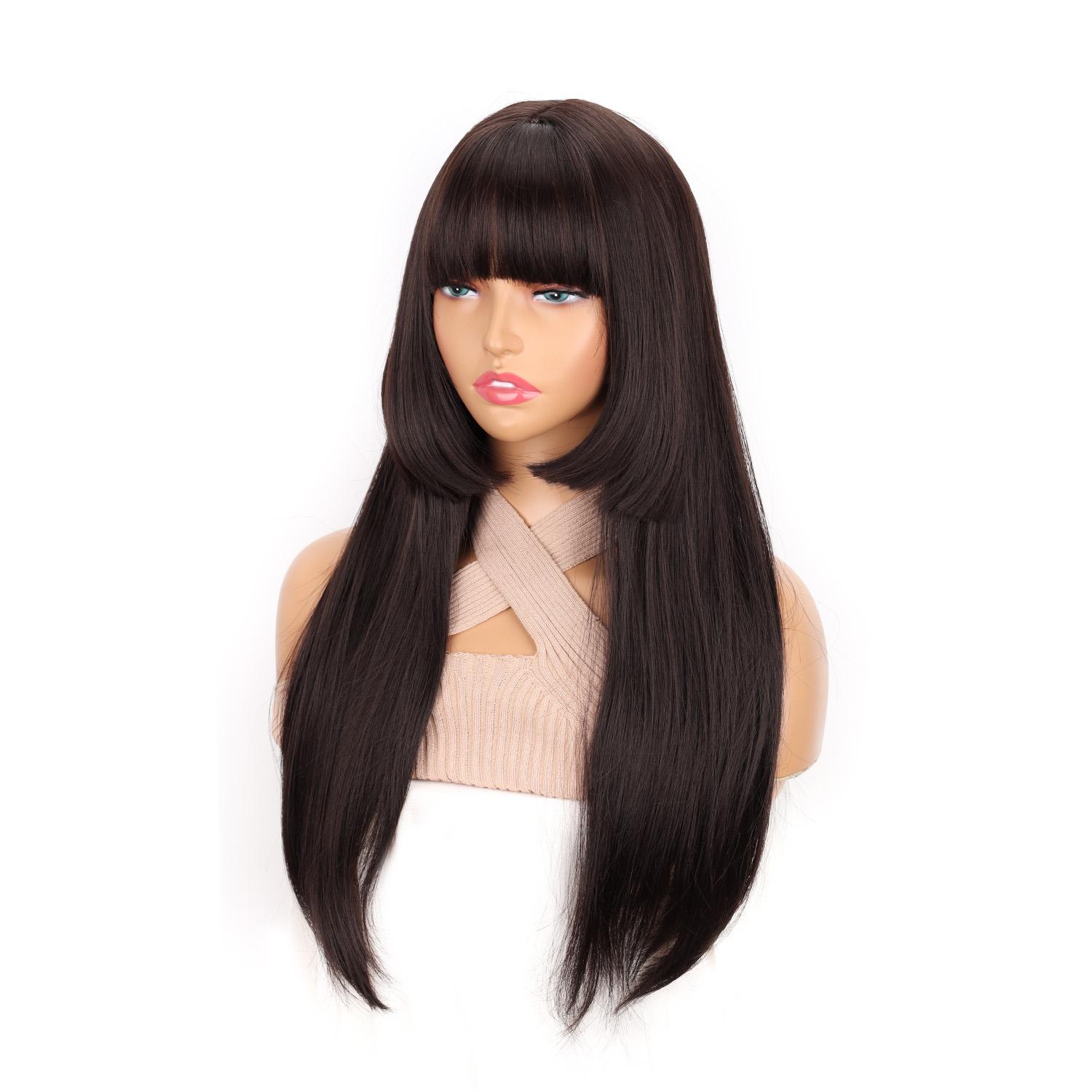 Черный синтетический длинный парик с челкой, длинный термостойкий парик цвета темного коричневого цвета для женщин, естественный вид 52cm
Черный синтетический длинный парик с челкой, длинный термостойкий парик цвета темного коричневого цвета для женщин, естественный вид 52cm