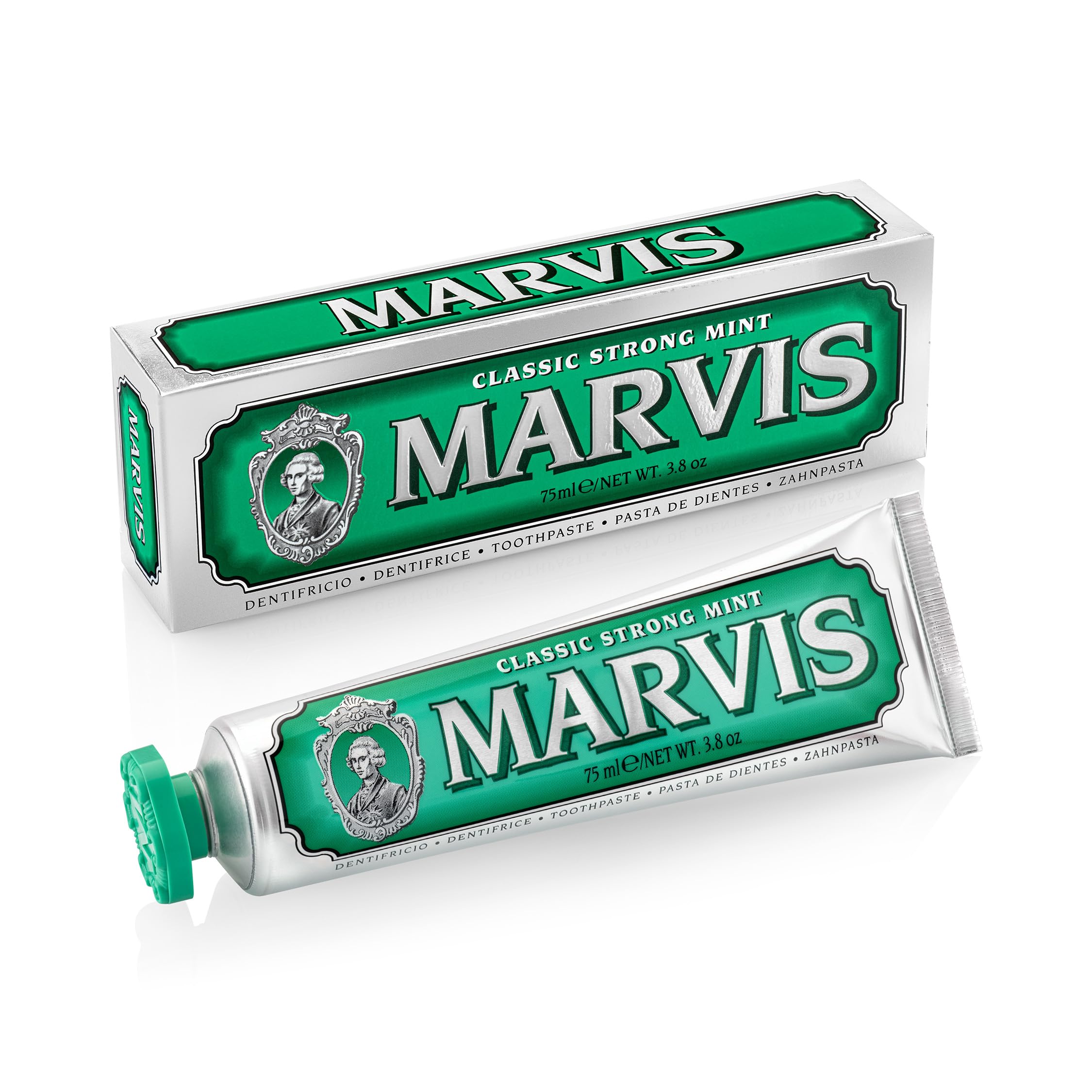 MARVIS Classic Strong Mint Toothpaste, Extra Refreshing Peppermint Flavor, Oral Care, Made in Italy, 75ml
MARVIS Classic Strong Mint Toothpaste, Extra Refreshing Peppermint Flavor, Oral Care, Made in Italy, 75ml