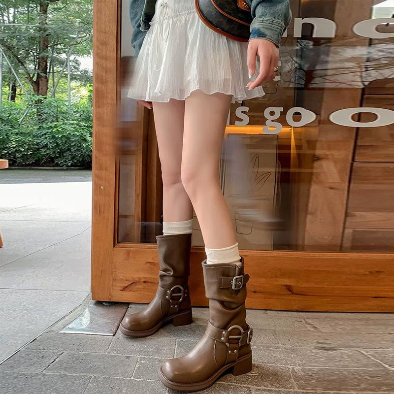 Maillard Small Medium Knight Boots Thick Heel Flat Bottom Square Head Pleated Pile Boots Brown Western Cowboy Boots Tide 40
Maillard Small Medium Knight Boots Thick Heel Flat Bottom Square Head Pleated Pile Boots Brown Western Cowboy Boots Tide 40