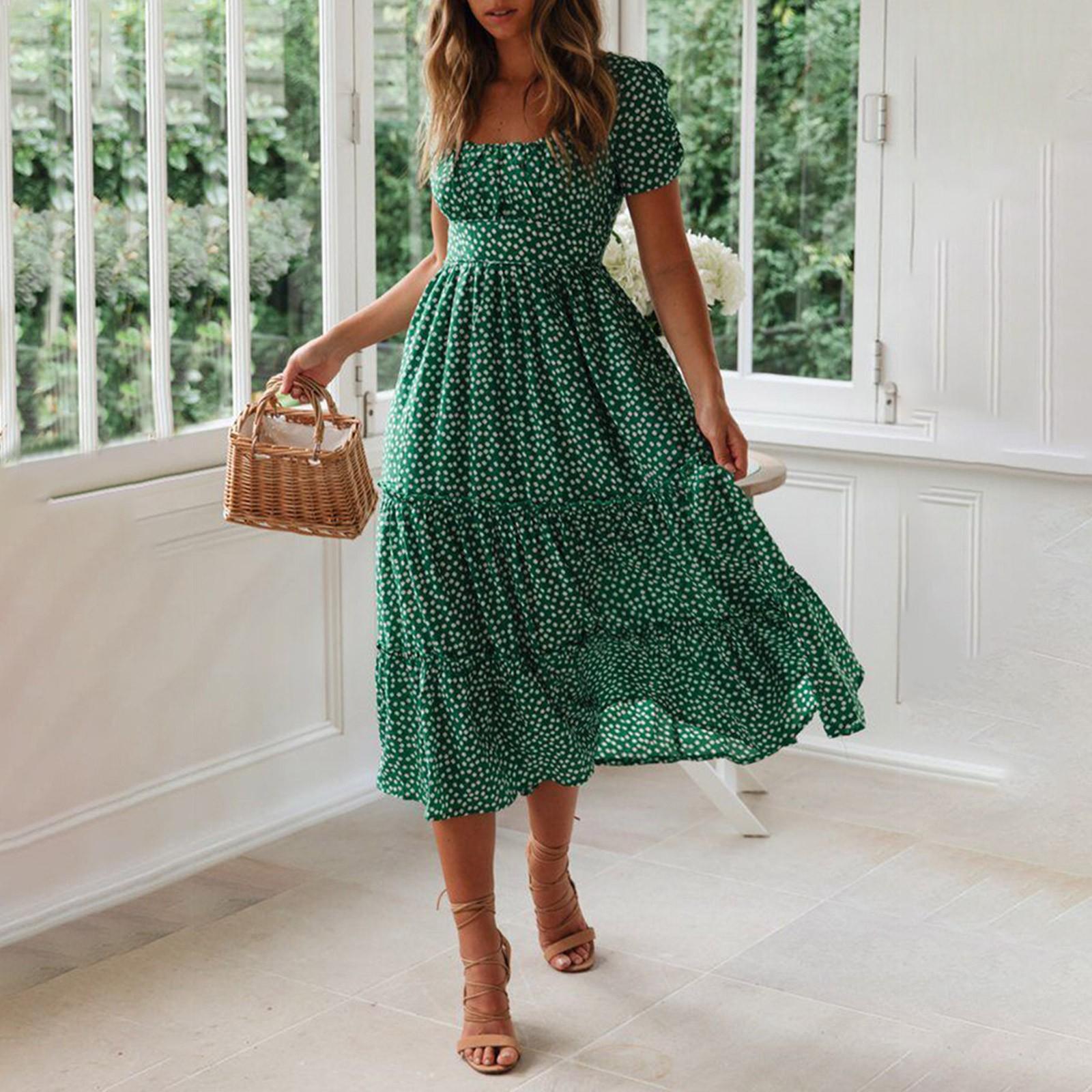 Жіноча модна повсякденна сукня з квітковим принтом з квадратним вирізом і рукавами-бульбашками L зелений
Жіноча модна повсякденна сукня з квітковим принтом з квадратним вирізом і рукавами-бульбашками L зелений