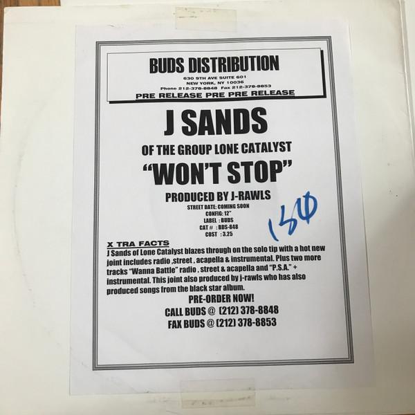 12inch Record J. SANDS - Won t Stop / Wanna Battle BDS848 B.U.K.A. Entert 2000 US Rap & Hip-Hop/R&B Used
12inch Record J. SANDS - Won t Stop / Wanna Battle BDS848 B.U.K.A. Entert 2000 US Rap & Hip-Hop/R&B Used