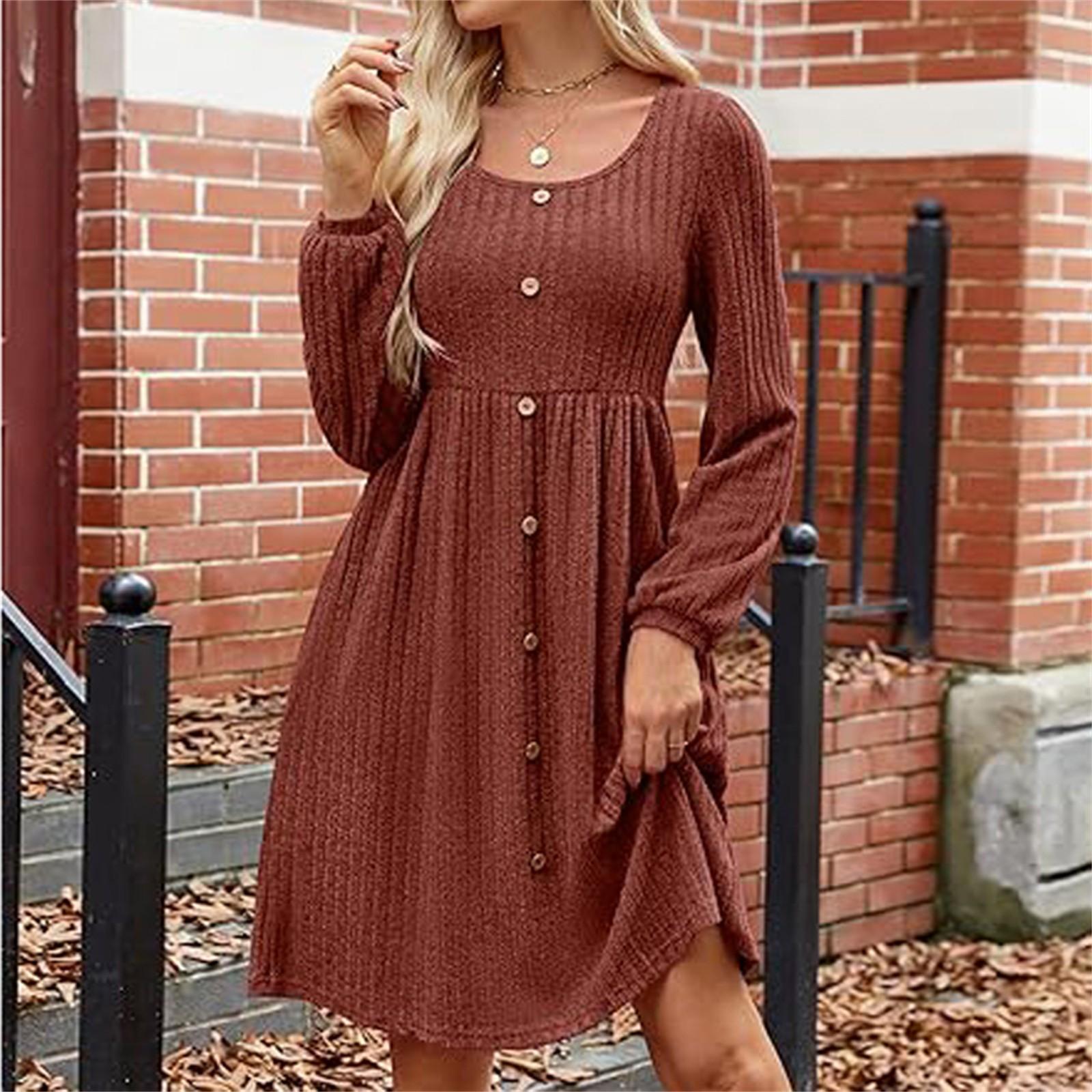 Женское модное повседневное платье с круглым вырезом и длинными рукавами XL винный
Женское модное повседневное платье с круглым вырезом и длинными рукавами XL винный