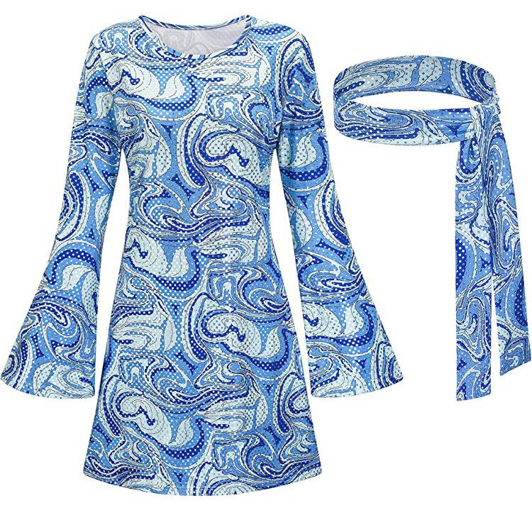 Cross Border Halloween 70s Hippie Disco Costume Gogo Dress Headscarf Fashionable Comfortable Long Sleeved Simple Fresh Solid Color Dress 3XL синий
Cross Border Halloween 70s Hippie Disco Costume Gogo Dress Headscarf Fashionable Comfortable Long Sleeved Simple Fresh Solid Color Dress 3XL синий