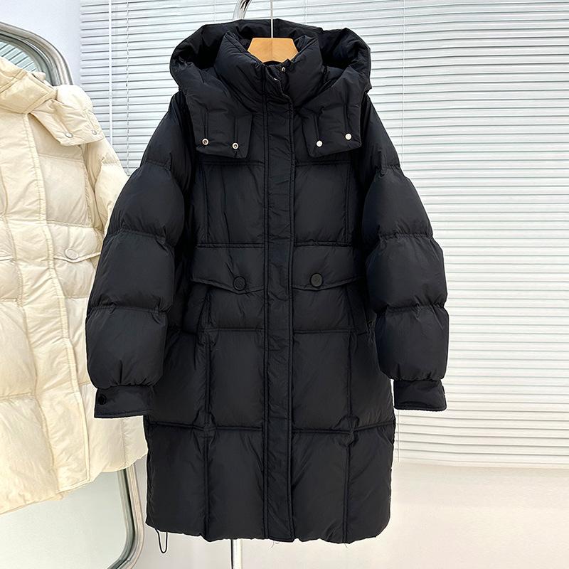 M button down jacket women s medium and long 2025 winter new hooded thickened warm white duck down jacket large size M чорний
M button down jacket women s medium and long 2025 winter new hooded thickened warm white duck down jacket large size M чорний