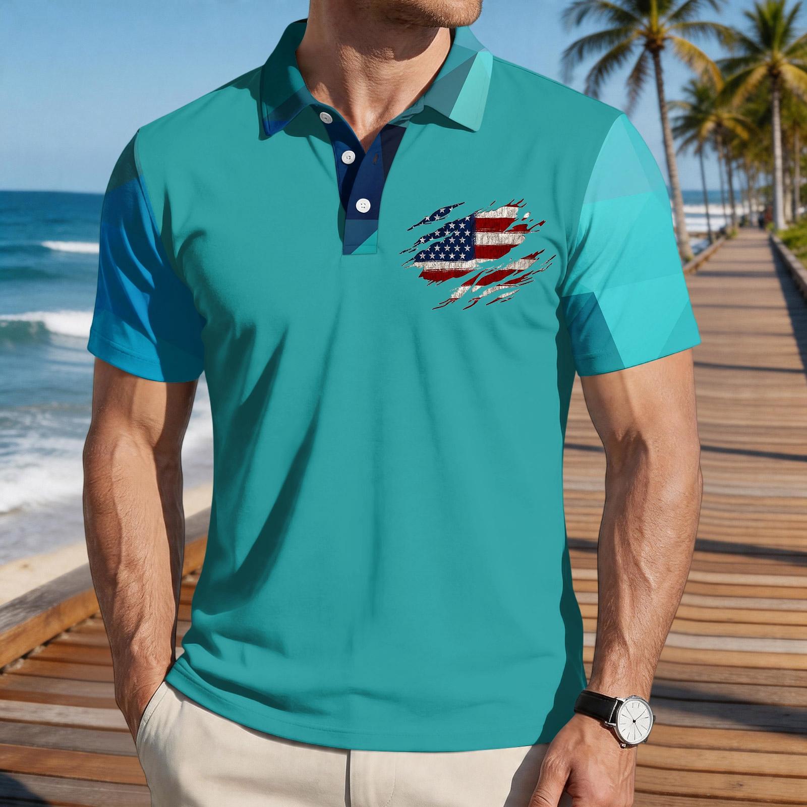 Men s Loose Fit Casual Polo Shirt Short Sleeve Collared Shirt with Flag Print and Camouflage Pattern Sleeves Summer Top L
Men s Loose Fit Casual Polo Shirt Short Sleeve Collared Shirt with Flag Print and Camouflage Pattern Sleeves Summer Top L
