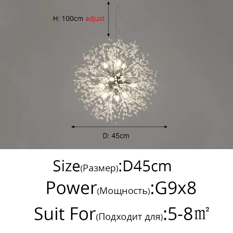 Modern Dandelion LED Chandelier Lighting Pendant Lamp For Living Room Dining Room Bedroom Home Decoration Art Crystal Lamps 8 heads
Modern Dandelion LED Chandelier Lighting Pendant Lamp For Living Room Dining Room Bedroom Home Decoration Art Crystal Lamps 8 heads