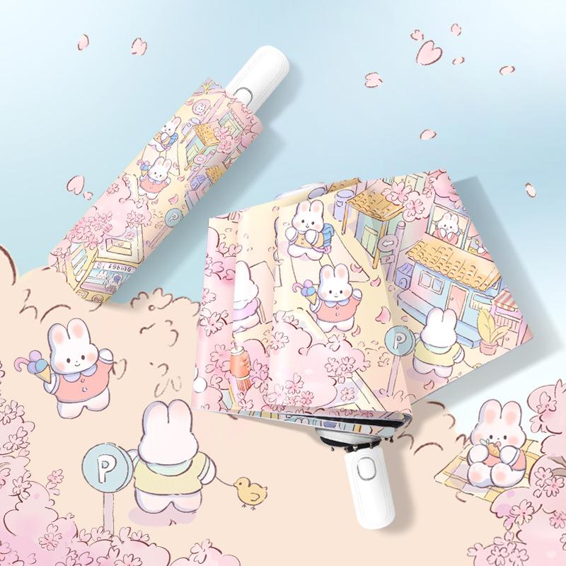 Automatic umbrella Female umbrella Sakura Town Sunny and Rainy Umbrella Black Coating Folding portable Anti-rebound optional
Automatic umbrella Female umbrella Sakura Town Sunny and Rainy Umbrella Black Coating Folding portable Anti-rebound optional