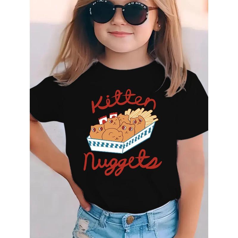 European sizes Summer Fashion Girls Short Sleeve T-Shirt Kitten Nuggets Letter Element with Kitty, Chicken and French Fries Bento Print 98cm чёрный
European sizes Summer Fashion Girls Short Sleeve T-Shirt Kitten Nuggets Letter Element with Kitty, Chicken and French Fries Bento Print 98cm чёрный