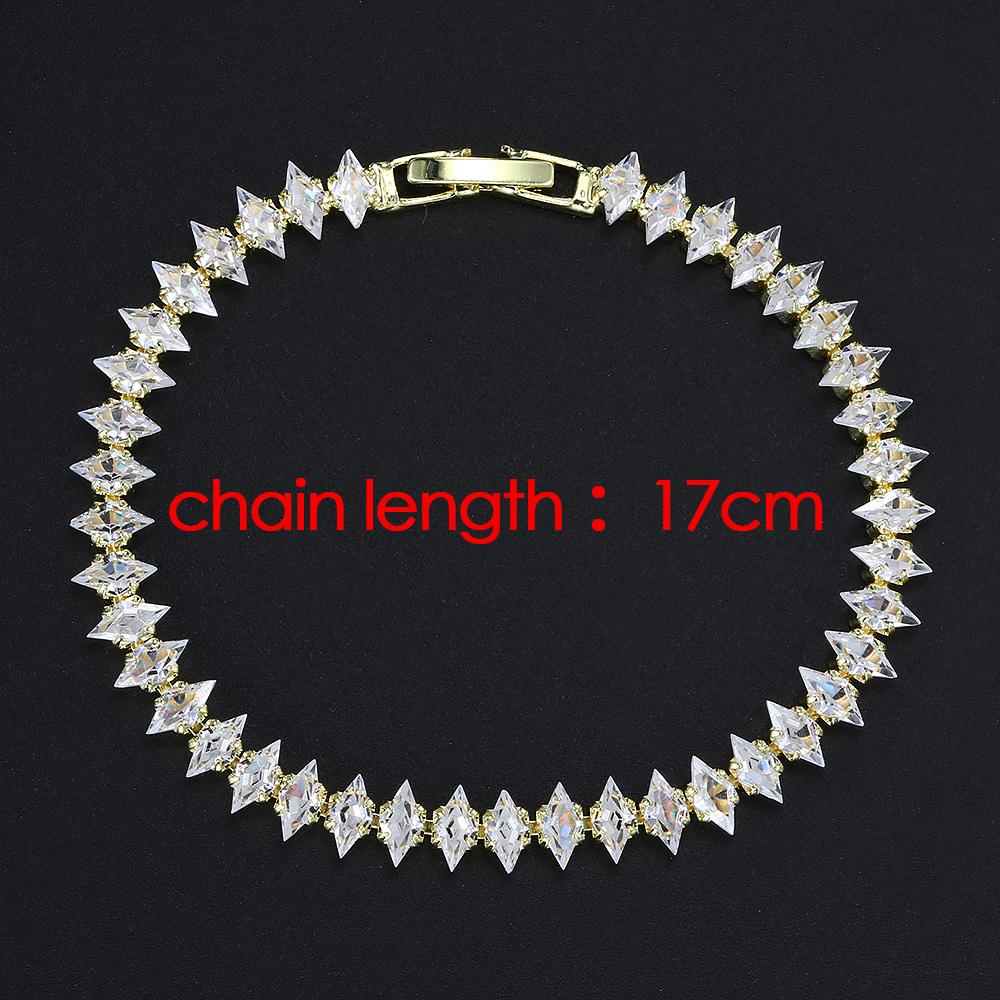 Luxury Elegant Rhombus Cubic Zircon Tennis Bracelet for Women Gold Color Thin Chain Wedding Jewelry Accessories Wholesale Gift
Luxury Elegant Rhombus Cubic Zircon Tennis Bracelet for Women Gold Color Thin Chain Wedding Jewelry Accessories Wholesale Gift