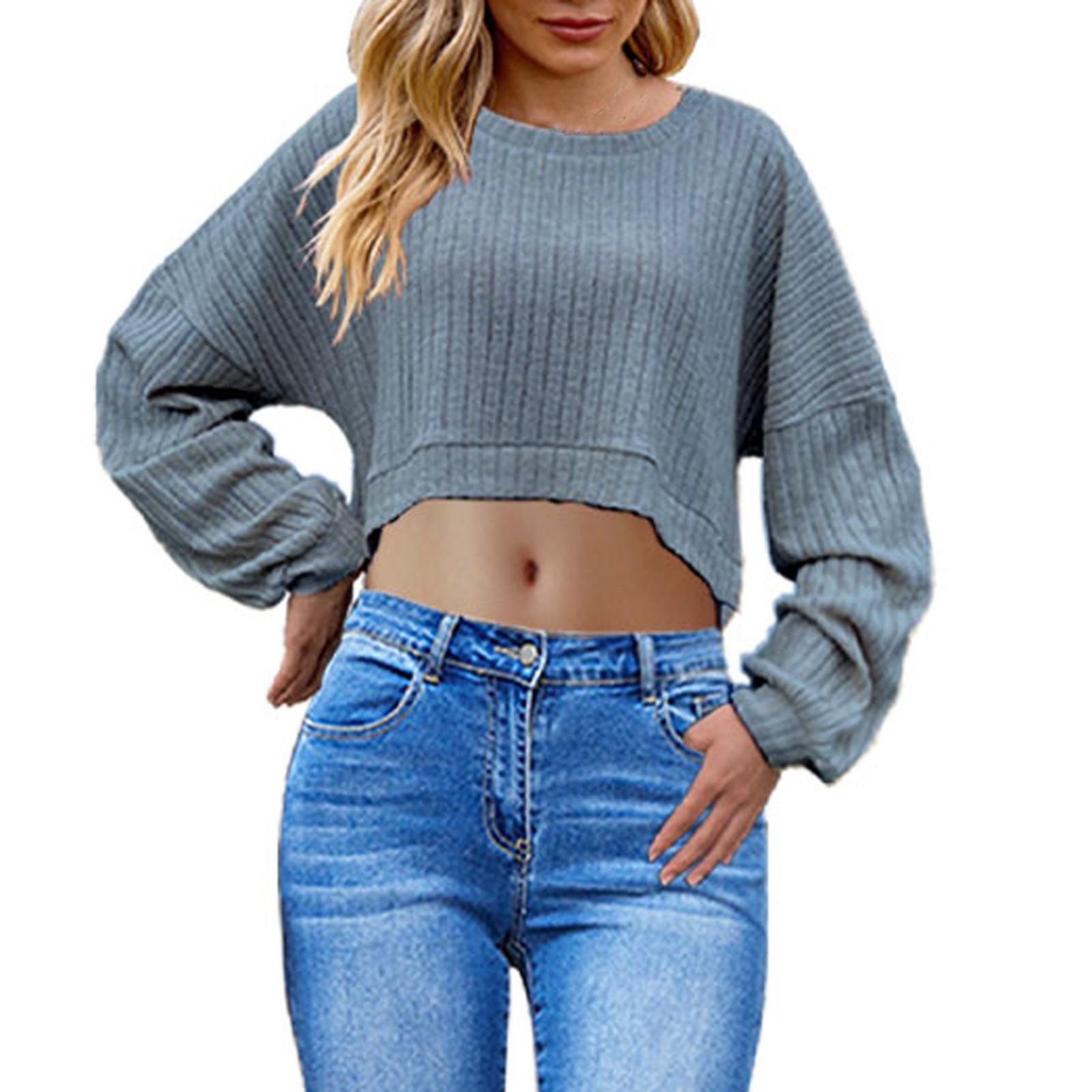 Женская мода повседневная шерстяная полосатая трикотажная укороченная футболка с длинным рукавом XL синий
Женская мода повседневная шерстяная полосатая трикотажная укороченная футболка с длинным рукавом XL синий