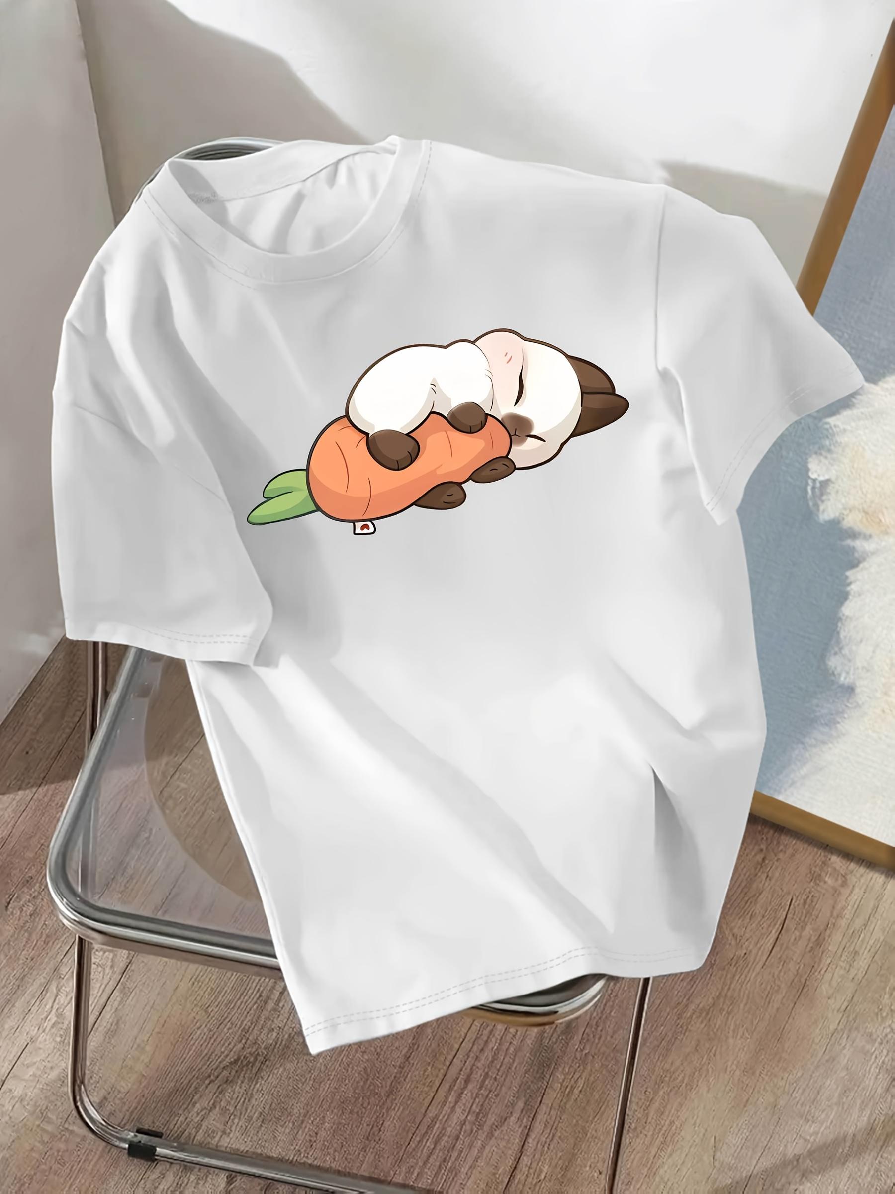The Little Rabbit Is Sleeping with A Carrot Printed Summer Womens Tshirt Top Round Neck Short Sleeved Casual Womens Clothing S
The Little Rabbit Is Sleeping with A Carrot Printed Summer Womens Tshirt Top Round Neck Short Sleeved Casual Womens Clothing S