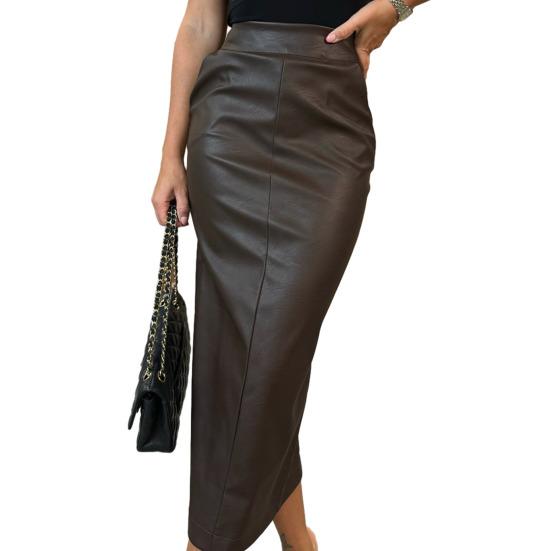 Women Sexy Faux Waist Pencil Skirt Leather High Long Bodycon Skirt Tight Fit Skirt with Back S кавовий
Women Sexy Faux Waist Pencil Skirt Leather High Long Bodycon Skirt Tight Fit Skirt with Back S кавовий