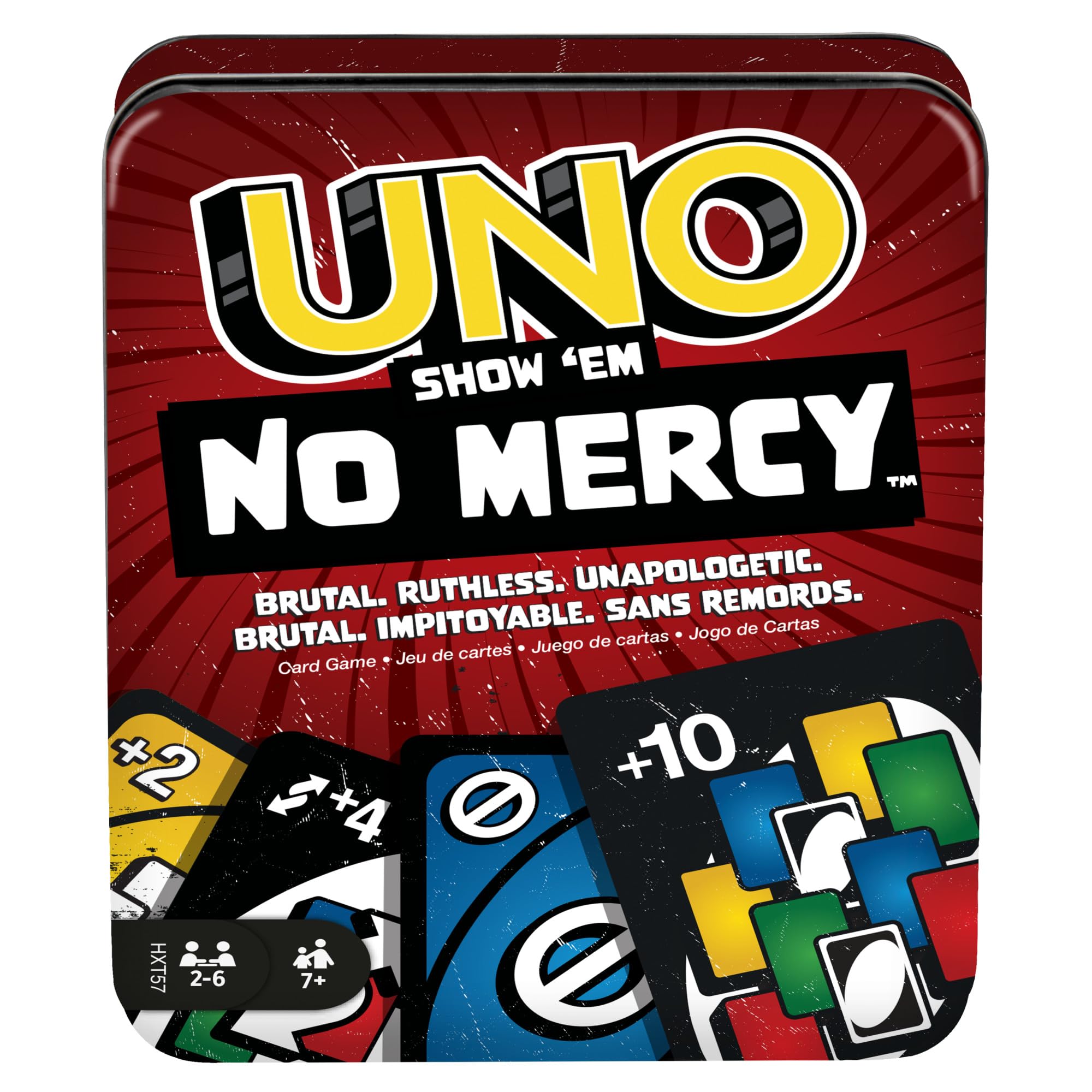 Карточная игра Mattel Games UNO Show No Mercy, дорожная банка для хранения, для детей и взрослых, семейный вечер, дополнительные карты со специальными правилами и строгими штрафами.
Карточная игра Mattel Games UNO Show No Mercy, дорожная банка для хранения, для детей и взрослых, семейный вечер, дополнительные карты со специальными правилами и строгими штрафами.