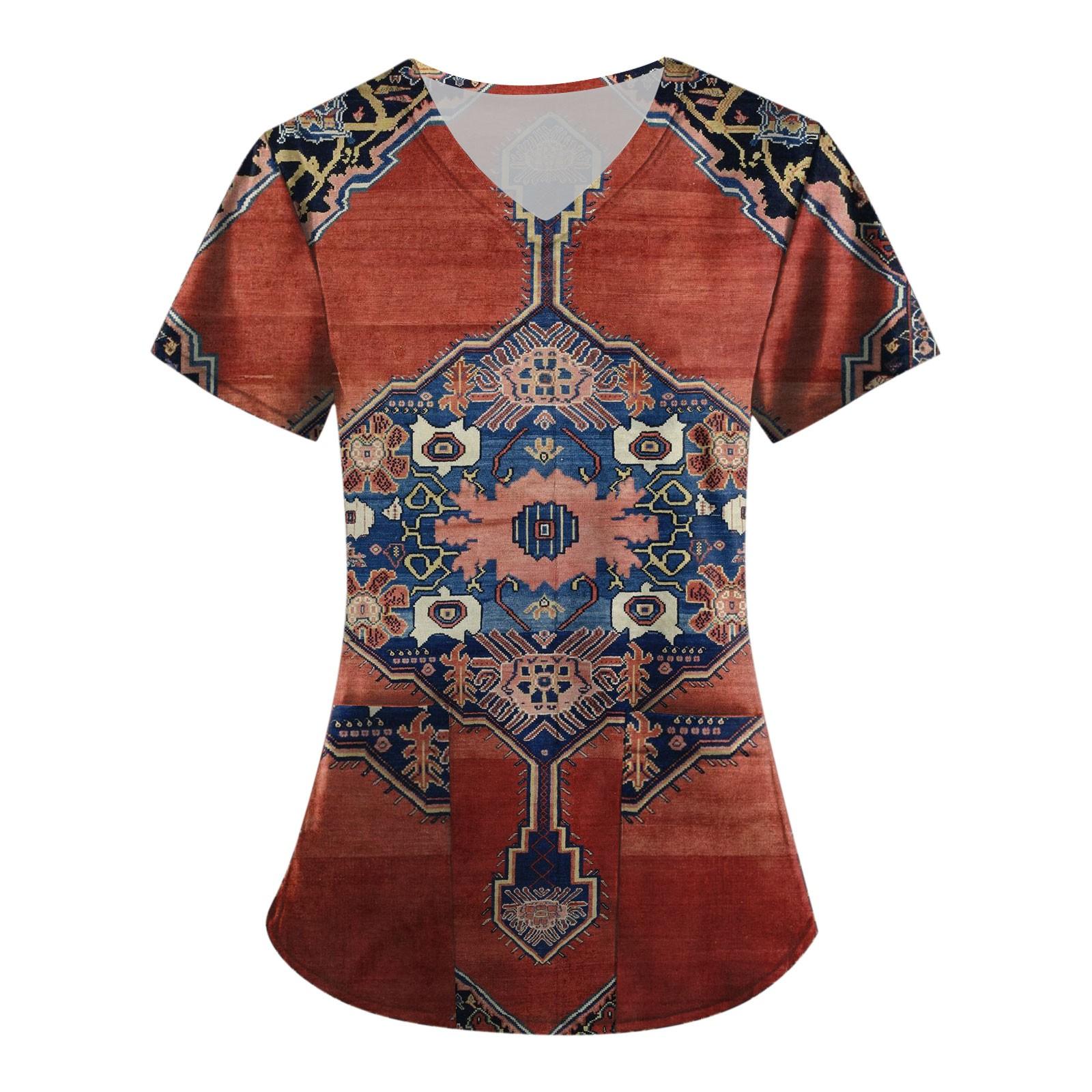 Women s Printing Short Sleeve V-neck Tops Print Working Pocket Blouse L винний
Women s Printing Short Sleeve V-neck Tops Print Working Pocket Blouse L винний