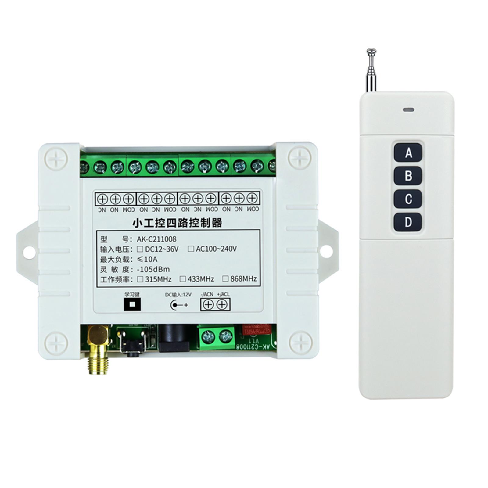 315/433MHz Transmitter Receiver Wireless Remote Control Switch System DC 12V 24V for LED Lamp Lights Motor 1
315/433MHz Transmitter Receiver Wireless Remote Control Switch System DC 12V 24V for LED Lamp Lights Motor 1