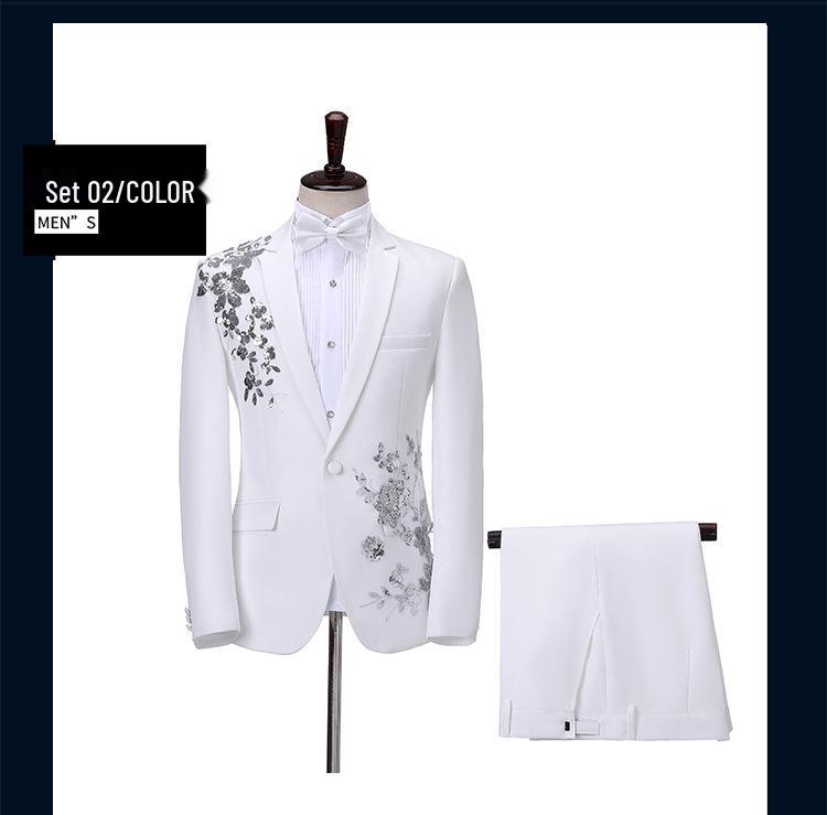 Мужской костюм-смокинг с пайетками для выступлений и сцены хора L: Height 175cm, Weight ~70kg
Мужской костюм-смокинг с пайетками для выступлений и сцены хора L: Height 175cm, Weight ~70kg