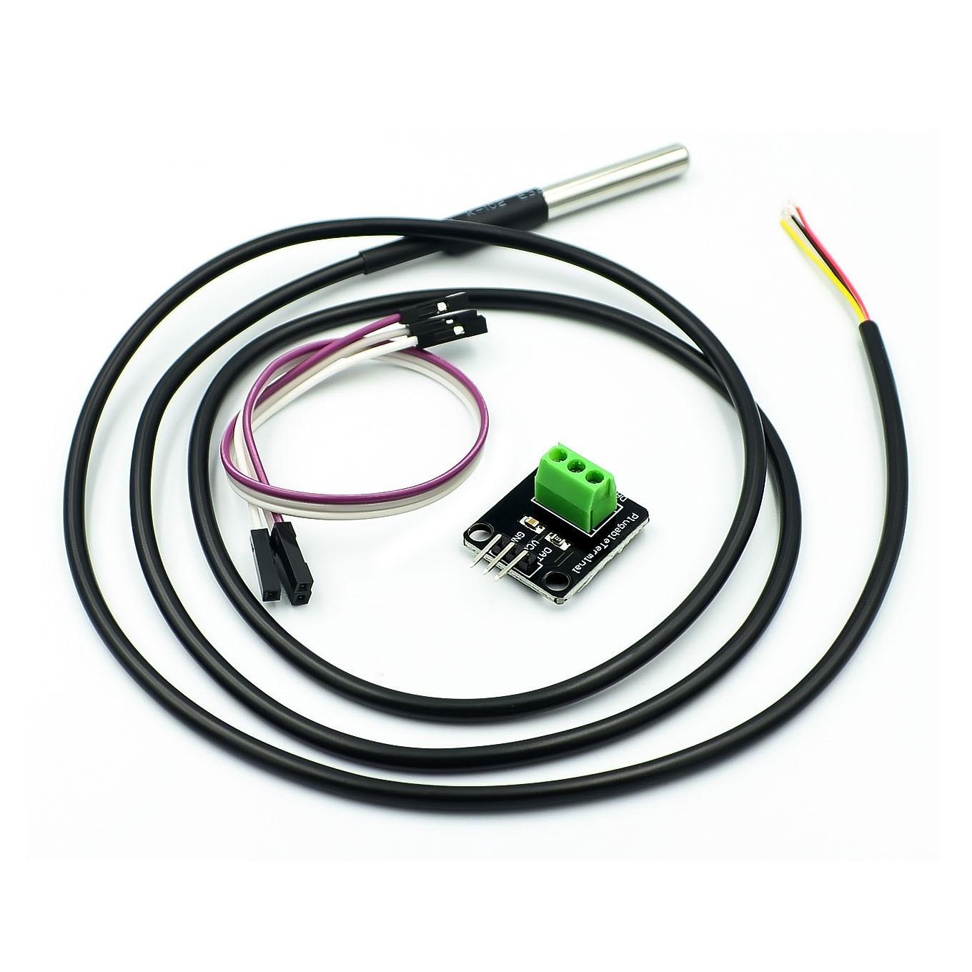 DS18B20 Temperature Sensor Module Kit Waterproof 100CM Digital Sensor Cable Stainless Steel Probe Terminal Adapter For Arduino
DS18B20 Temperature Sensor Module Kit Waterproof 100CM Digital Sensor Cable Stainless Steel Probe Terminal Adapter For Arduino
