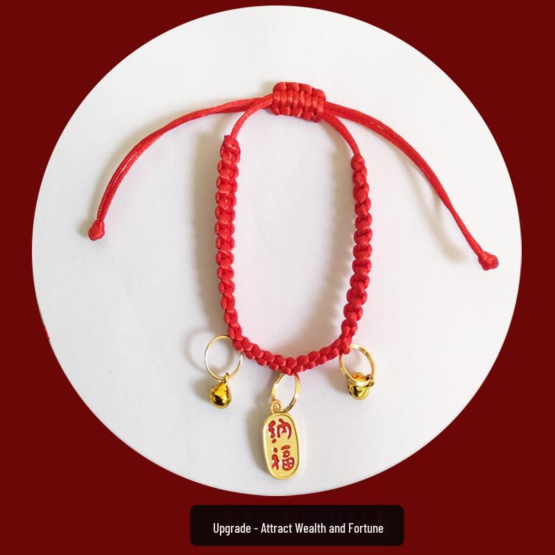 Handmade Red Cat Collar with Gold Lock & Bell, New Year Woven Necklace Upgraded Version
Handmade Red Cat Collar with Gold Lock & Bell, New Year Woven Necklace Upgraded Version