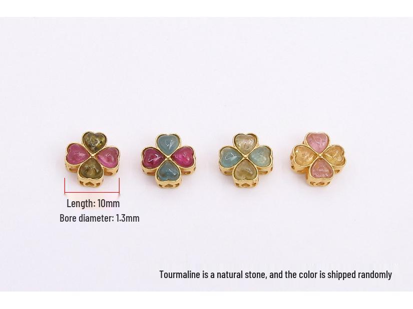 Спейсеры из стерлингового серебра 925 пробы с турмалином в виде четырехлистного клевера с лепестками конфетных цветов в золотистом тоне
Спейсеры из стерлингового серебра 925 пробы с турмалином в виде четырехлистного клевера с лепестками конфетных цветов в золотистом тоне