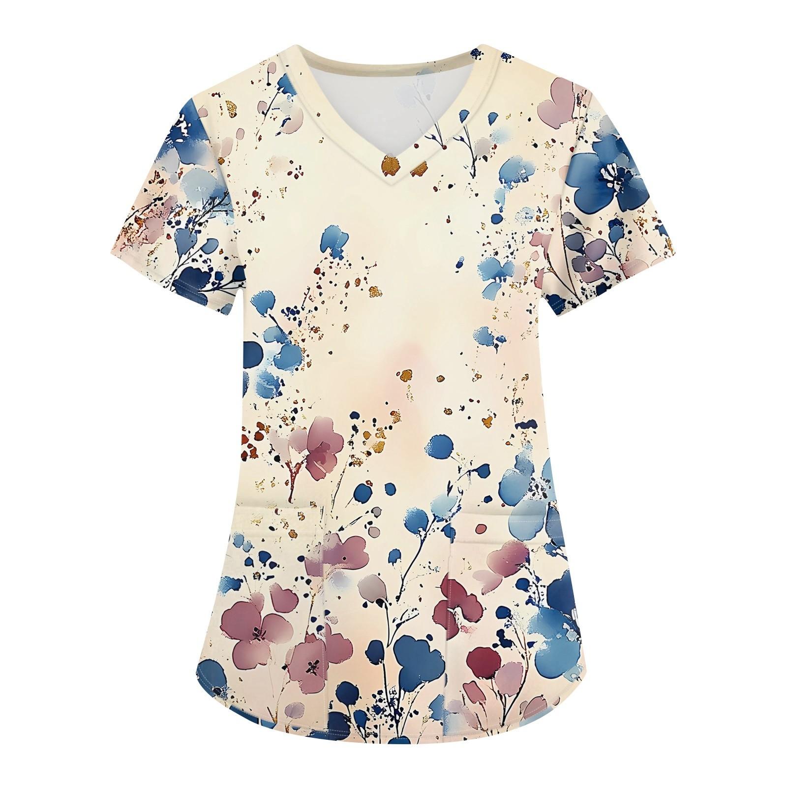 Женская мода с v-образным вырезом, короткими рукавами и карманами, топы с принтом XXXXL розовый
Женская мода с v-образным вырезом, короткими рукавами и карманами, топы с принтом XXXXL розовый