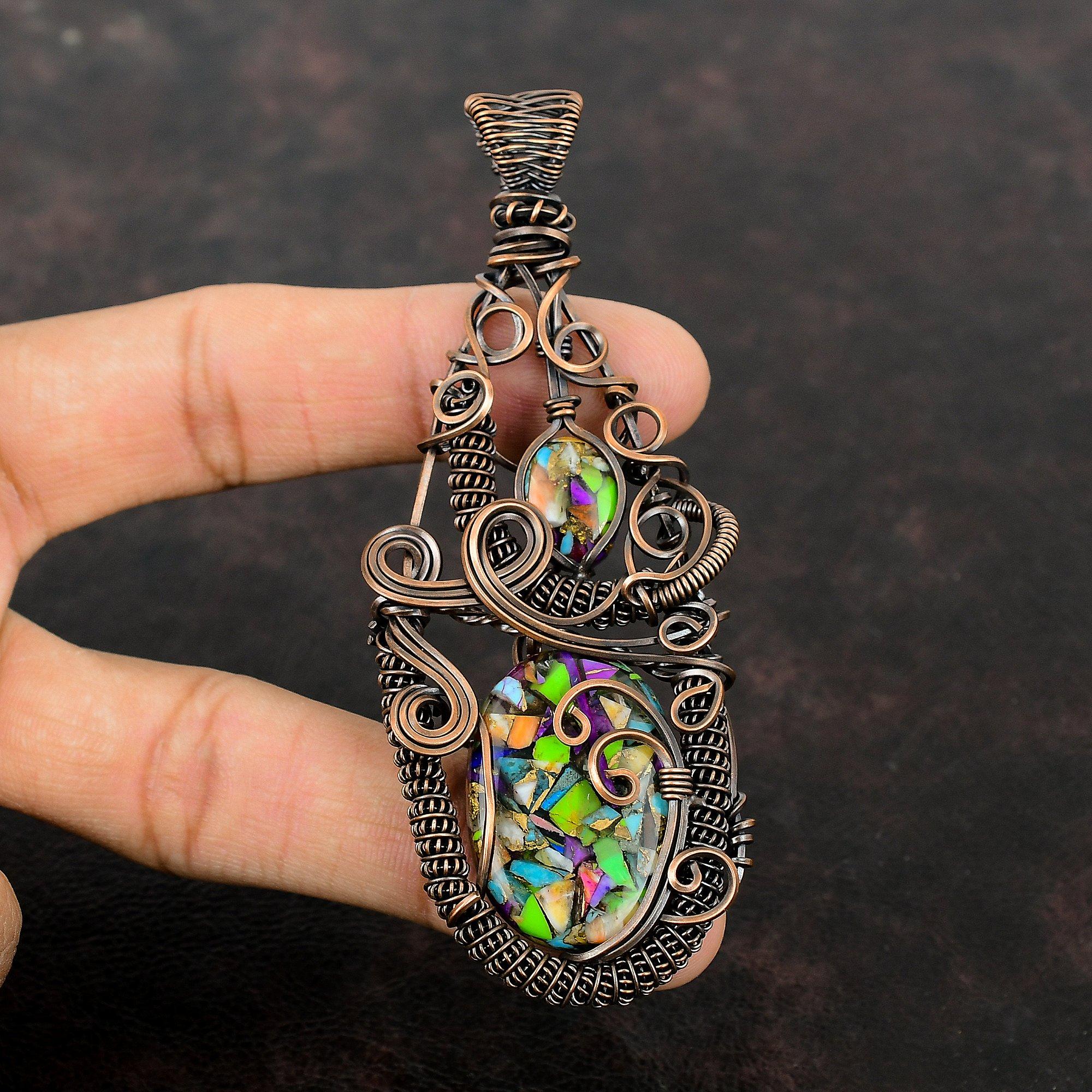 Fiesta Kingman Turquoise Pendant Copper Wire Wrapped Gemstone Pendant Handmade Multi Copper Turquoise Pendant Unique Copper Jewelry For Gift
Fiesta Kingman Turquoise Pendant Copper Wire Wrapped Gemstone Pendant Handmade Multi Copper Turquoise Pendant Unique Copper Jewelry For Gift